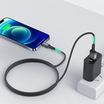 USB-A - Lightning Acefast C1-02 adat- és töltőkábel, 18W, 1.2m, Fekete