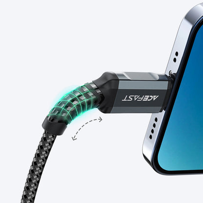USB-A - Lightning Acefast C1-02 adat- és töltőkábel, 18W, 1.2m, Fekete