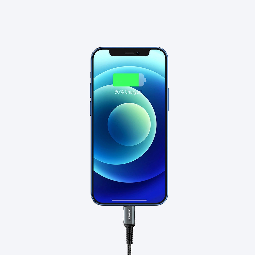 USB-A - Lightning Acefast C1-02 adat- és töltőkábel, 18W, 1.2m, Fekete