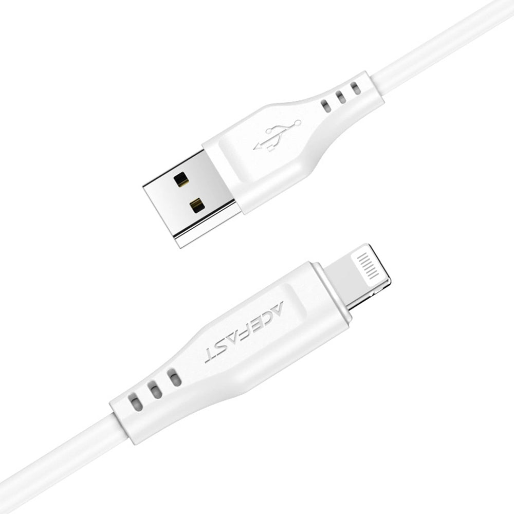USB-A - Lightning Acefast C3-02 adat- és töltőkábel, 18W, 1.2m, Fehér