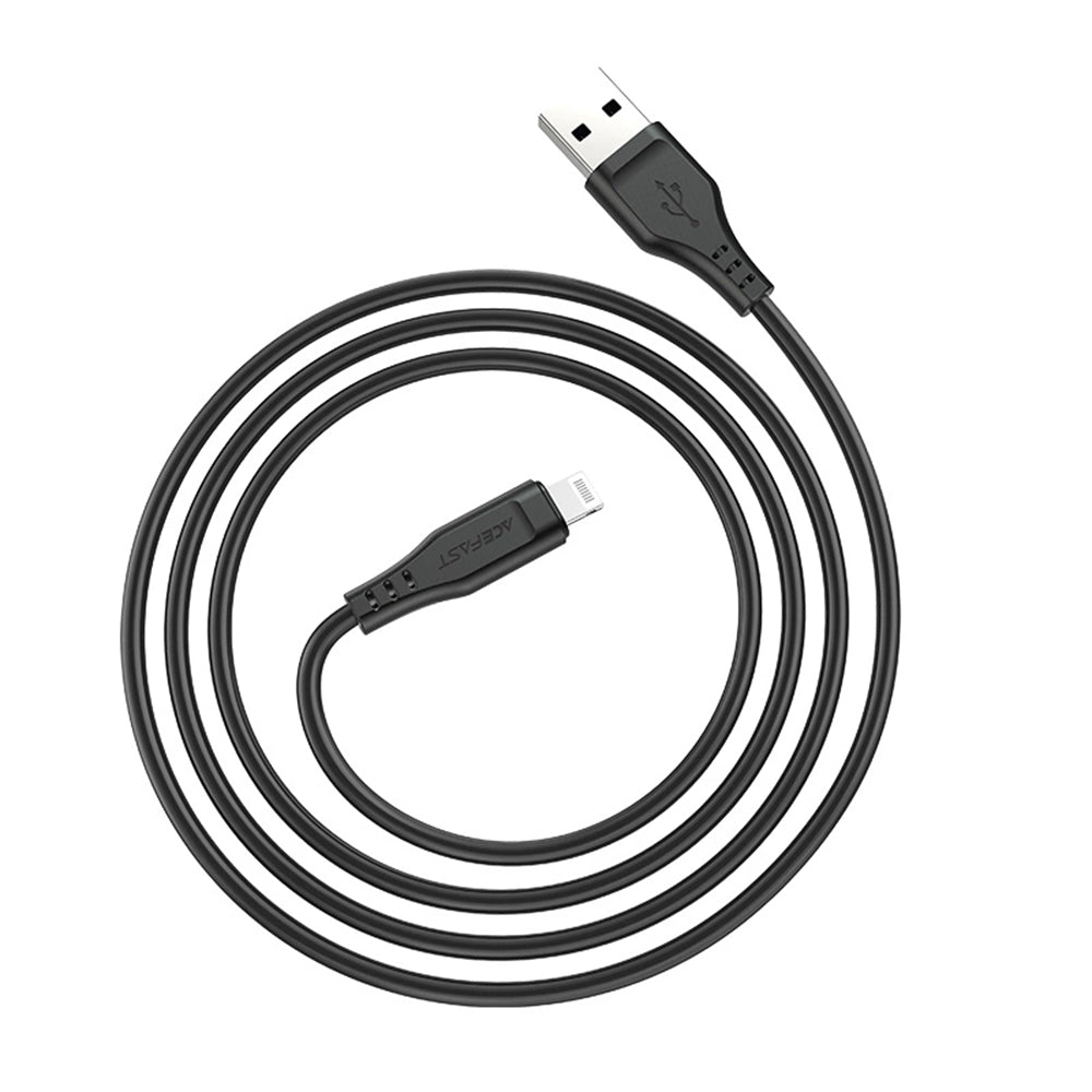 USB-A - Lightning Acefast C3-02 adat- és töltőkábel, 18W, 1.2m, Fehér