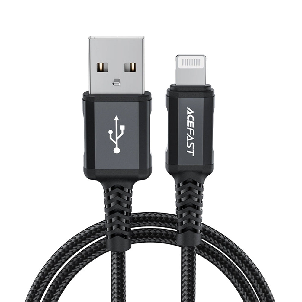 USB-A - Lightning Acefast C4-02 adat- és töltőkábel, 18W, 1.8m, Fekete
