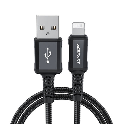 USB-A - Lightning Acefast C4-02 adat- és töltőkábel, 18W, 1.8m, Fekete