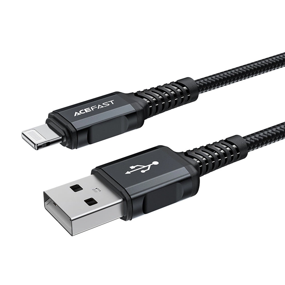 USB-A - Lightning Acefast C4-02 adat- és töltőkábel, 18W, 1.8m, Fekete