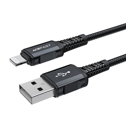 USB-A - Lightning Acefast C4-02 adat- és töltőkábel, 18W, 1.8m, Fekete