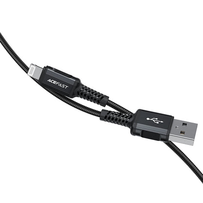 USB-A - Lightning Acefast C4-02 adat- és töltőkábel, 18W, 1.8m, Fekete