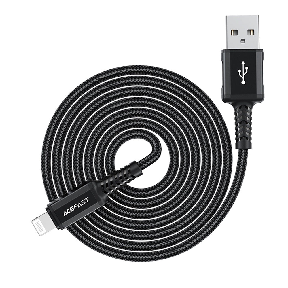 USB-A - Lightning Acefast C4-02 adat- és töltőkábel, 18W, 1.8m, Fekete