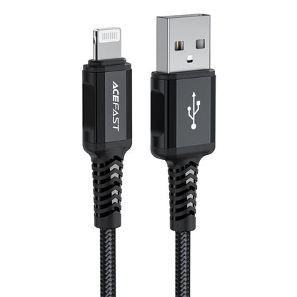 USB-A - Lightning Acefast C4-02 adat- és töltőkábel, 18W, 1.8m, Fekete