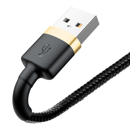 USB-A - Lightning Baseus Cafule adat- és töltőkábel, 18W, 2m, Arany CALKLF-CV1