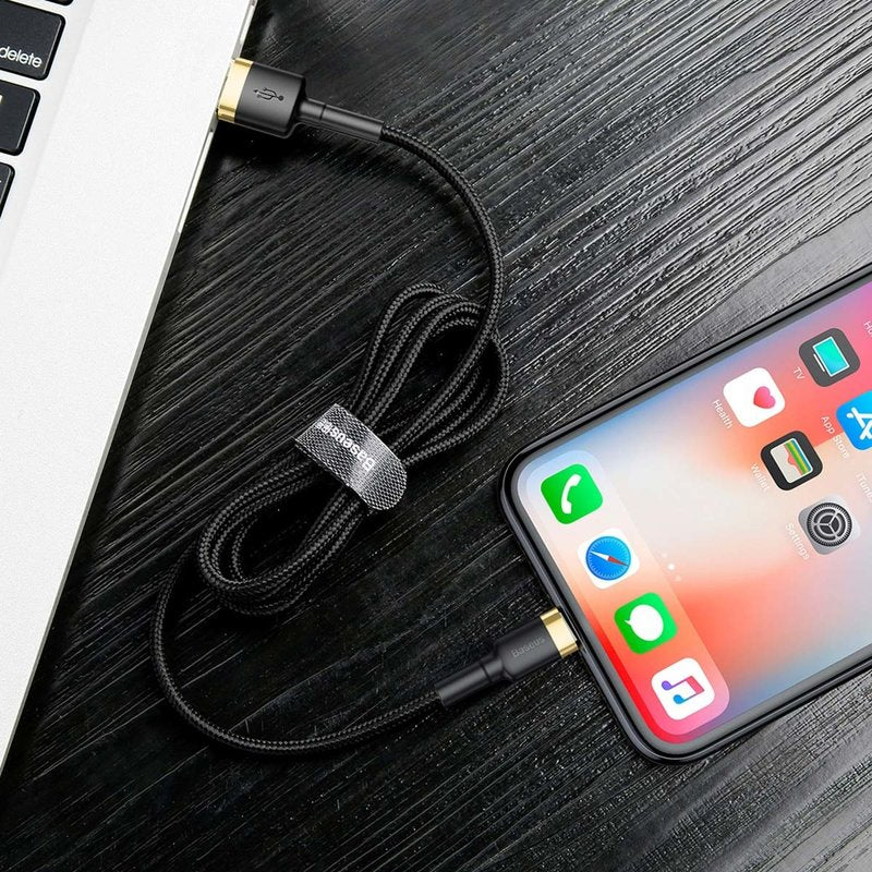 USB-A - Lightning Baseus Cafule adat- és töltőkábel, 18W, 2m, Arany CALKLF-CV1