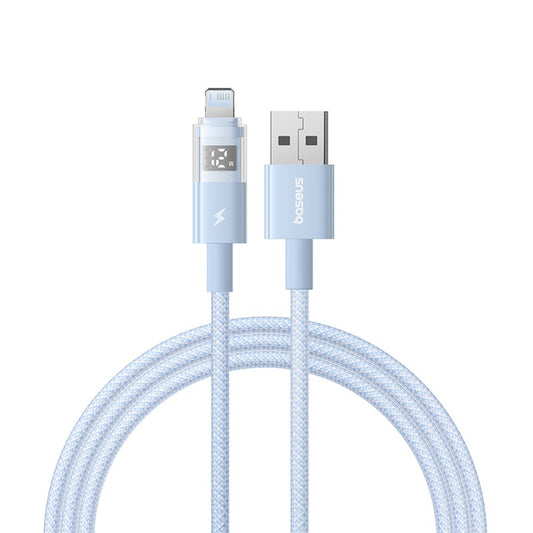 USB-A - Lightning Baseus Display 2 adat- és töltőkábel, 12W, 2m, kék P10382700311-01