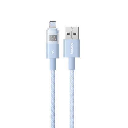 USB-A - Lightning Baseus Display 2 adat- és töltőkábel, 12W, 2m, kék P10382700311-01