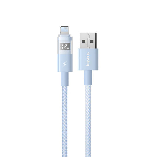 USB-A - Lightning Baseus Display 2 adat- és töltőkábel, 12W, 2m, kék P10382700311-01