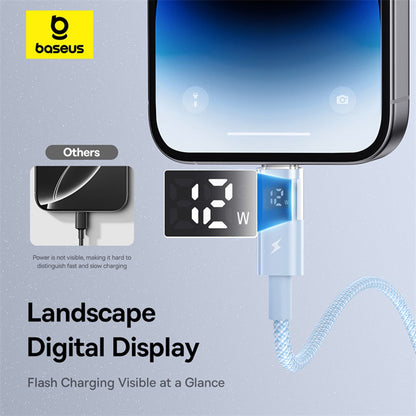 USB-A - Lightning Baseus Display 2 adat- és töltőkábel, 12W, 2m, kék P10382700311-01