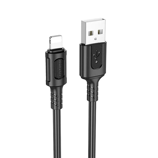 USB-A - Lightning Borofone BX111 Feliz adat- és töltőkábel, 18W, 1m, Fekete
