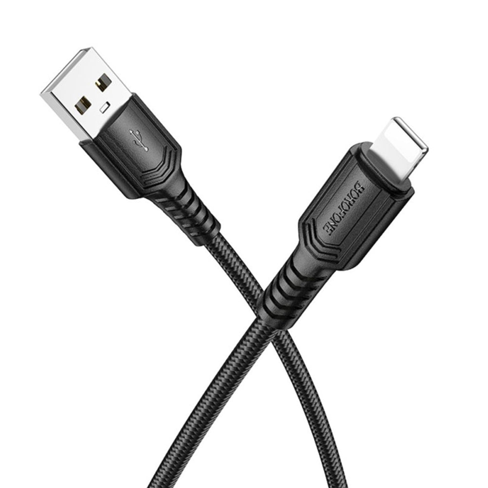 USB-A - Lightning Borofone BX116 Certain adat- és töltőkábel, 18W, 1m, Fekete