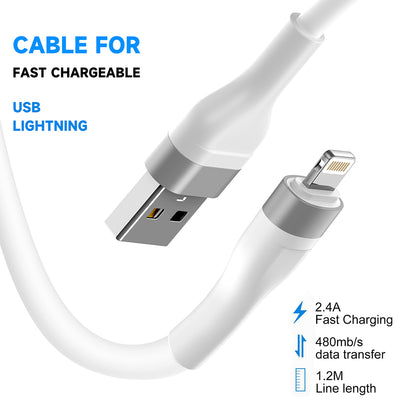 USB-A - Lightning Lito LD02L adat- és töltőkábel, 18W, 1.2m, Fehér