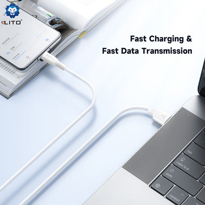 USB-A - Lightning Lito LD06L adat- és töltőkábel, 18W, 1m, Fekete