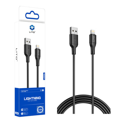 USB-A - Lightning Lito LD06L adat- és töltőkábel, 18W, 1m, Fekete
