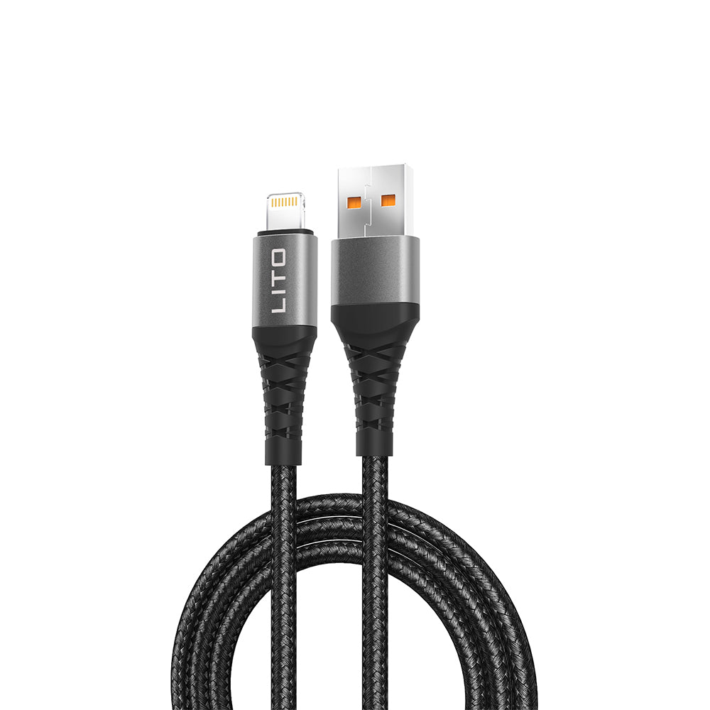 USB-A - Lightning Lito LD08L adat- és töltőkábel, 18W, 1m, Fekete