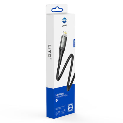 USB-A - Lightning Lito LD08L adat- és töltőkábel, 18W, 1m, Fekete