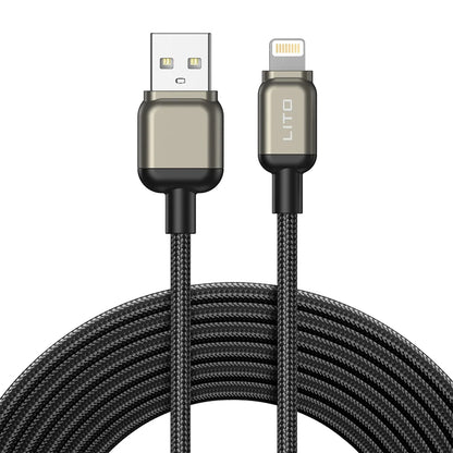 USB-A - Lightning Lito LD17 adat- és töltőkábel, 18W, 1m, Fekete