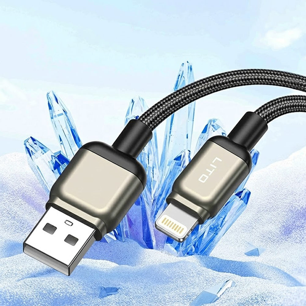 USB-A - Lightning Lito LD17 adat- és töltőkábel, 18W, 1m, Fekete