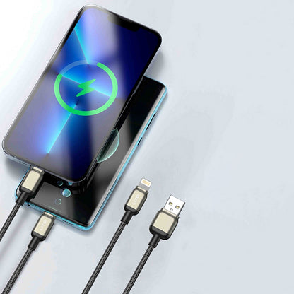 USB-A - Lightning Lito LD17 adat- és töltőkábel, 18W, 1m, Fekete