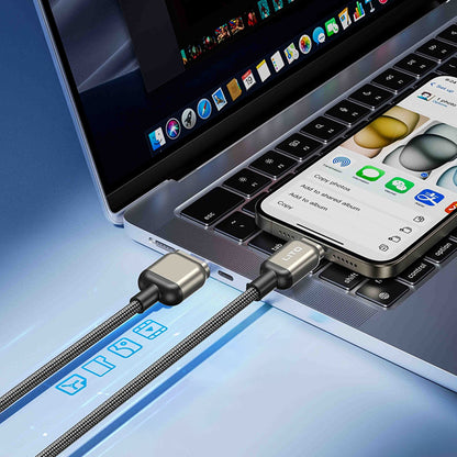 USB-A - Lightning Lito LD17 adat- és töltőkábel, 18W, 1m, Fekete