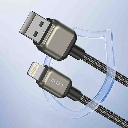USB-A - Lightning Lito LD17 adat- és töltőkábel, 18W, 1m, Fekete