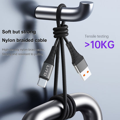 USB-A - Lightning Lito LD22L adat- és töltőkábel, 18W, 2m, Fekete
