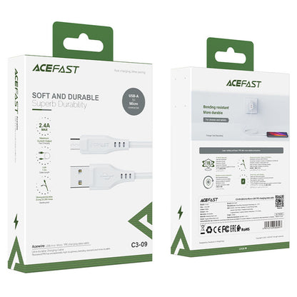 USB-A - microUSB adat- és töltőkábel Acefast C3-09, 18W, 1.2m, Fehér