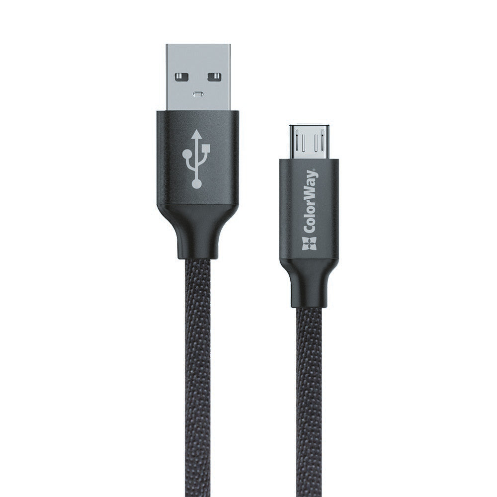 USB-A - microUSB adat- és töltőkábel ColorWay CW-CBUM002, 18W, 1m, Fekete