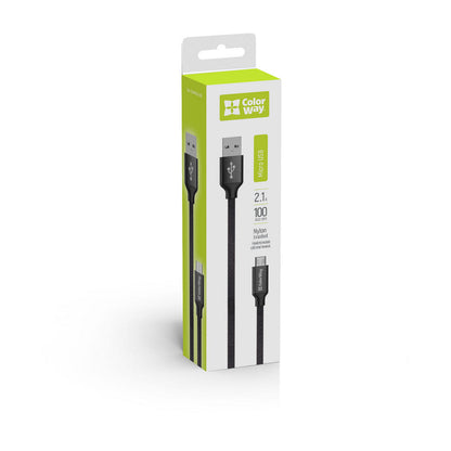 USB-A - microUSB adat- és töltőkábel ColorWay CW-CBUM002, 18W, 1m, Fekete