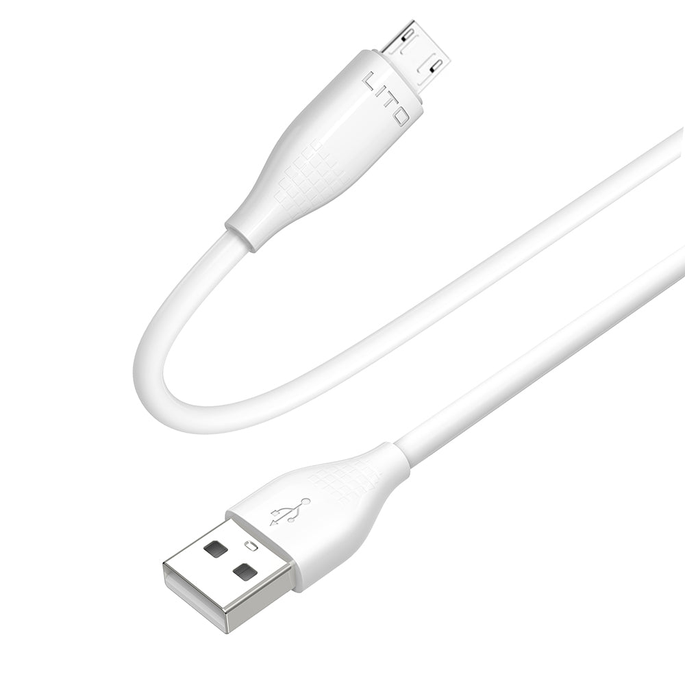 Adat- és Töltőkábel USB-A - microUSB Lito LD03V, 18W, 1m, Fehér