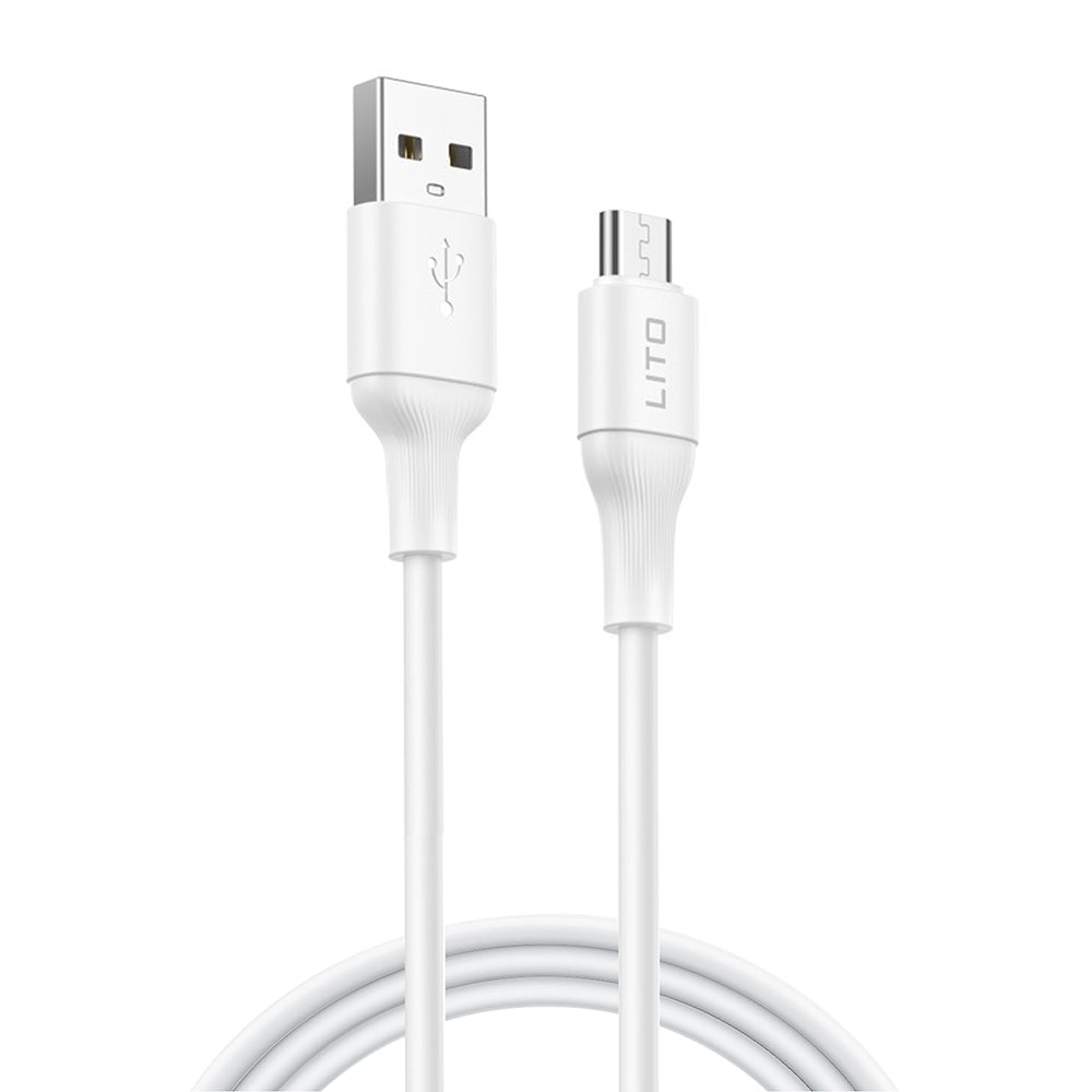 USB-A - microUSB adat- és töltőkábel Lito LD06V, 18W, 1m, Fehér