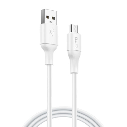 USB-A - microUSB adat- és töltőkábel Lito LD06V, 18W, 1m, Fehér