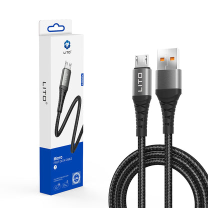 USB-A - microUSB Lito LD08V adat- és töltőkábel, 18W, 1m, Fekete
