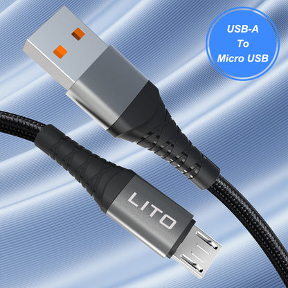 USB-A - microUSB Lito LD08V adat- és töltőkábel, 18W, 1m, Fekete