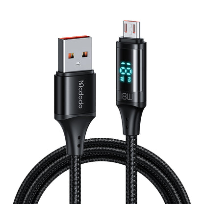 USB-A - microUSB McDodo CA-1070 Display adat- és töltőkábel, 18W, 1.2m, Fekete
