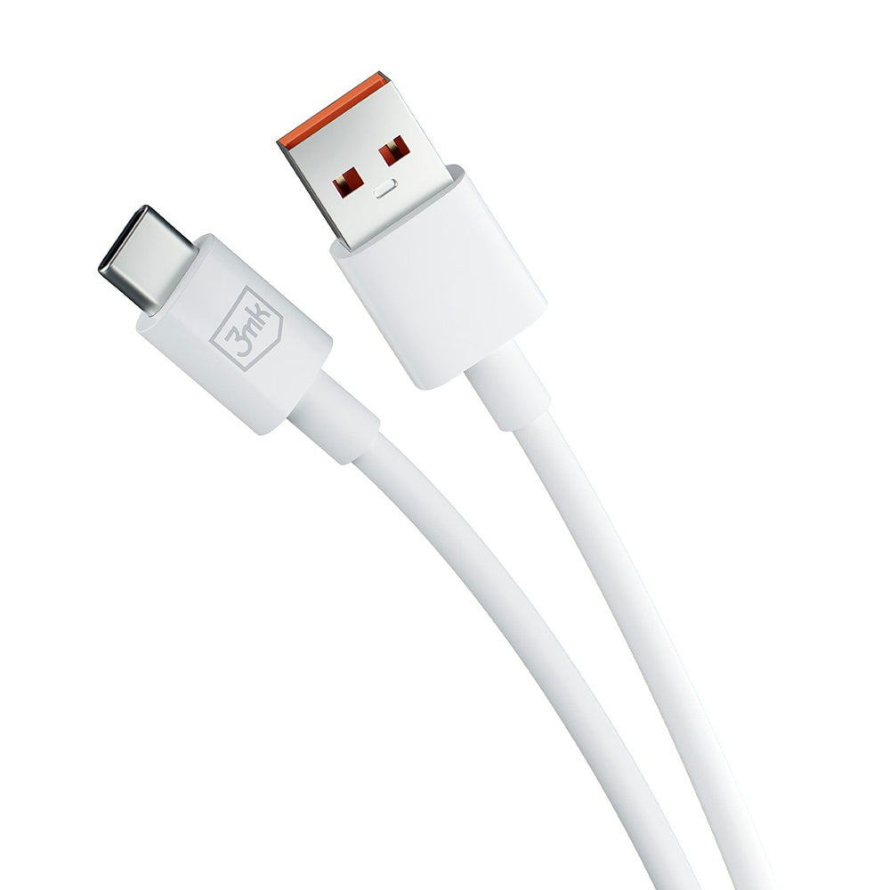 USB-A - USB-C 3MK Hyper adat- és töltőkábel, 60W, 1.2m, Fehér