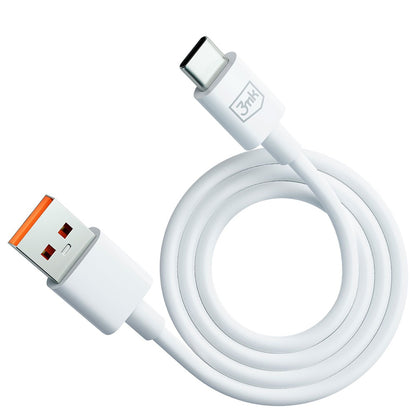 USB-A - USB-C 3MK Hyper adat- és töltőkábel, 60W, 1.2m, Fehér