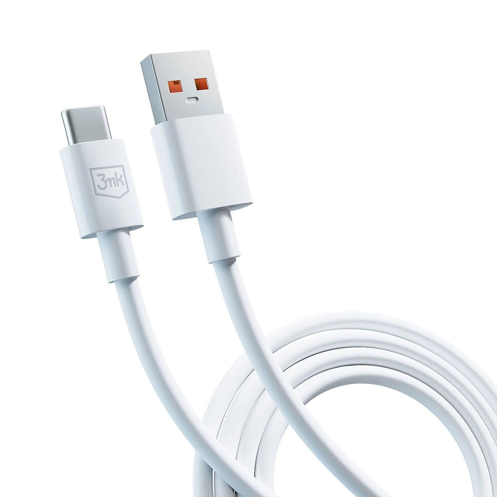 USB-A - USB-C 3MK Hyper adat- és töltőkábel, 60W, 1.2m, Fehér