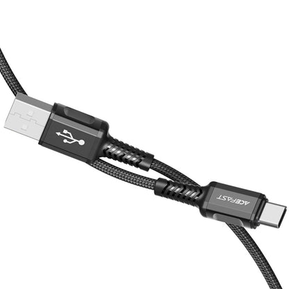 USB-A - USB-C Acefast C1-04 adat- és töltőkábel, 18W, 1.2m, Fekete