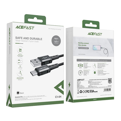 USB-A - USB-C Acefast C1-04 adat- és töltőkábel, 18W, 1.2m, Fekete