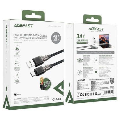 USB-A - USB-C Acefast C10-04 adat- és töltőkábel, 18W, 1.2m, Fekete