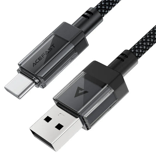 USB-A - USB-C Acefast C12-04 adat- és töltőkábel, 18W, 1,2m, Fekete