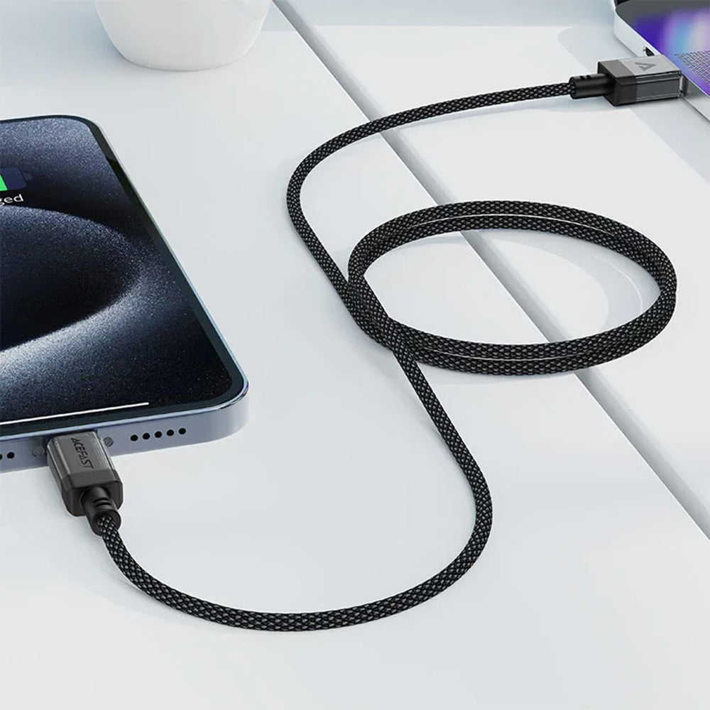 USB-A - USB-C Acefast C12-04 adat- és töltőkábel, 18W, 1,2m, Fekete