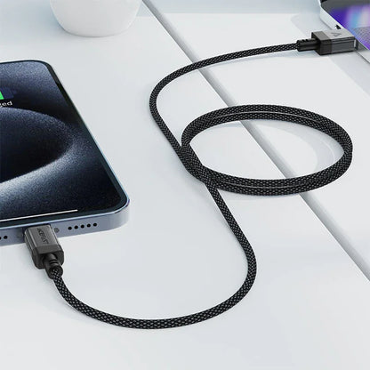 USB-A - USB-C Acefast C12-04 adat- és töltőkábel, 18W, 1,2m, Fekete