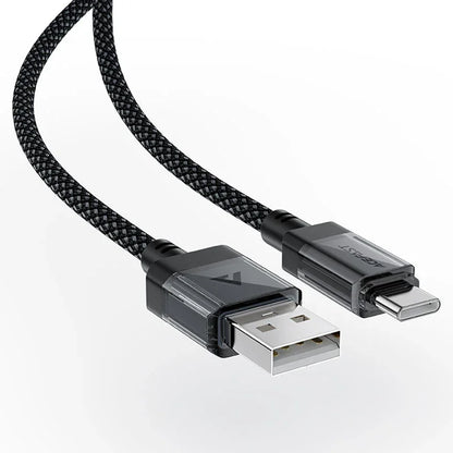 USB-A - USB-C Acefast C12-04 adat- és töltőkábel, 18W, 1,2m, Fekete